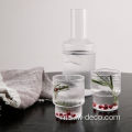 Ribbed Glass Cup Clear Ripple Glass Carafe Set